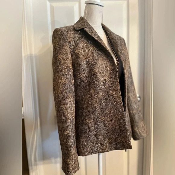 Kasper Vintage Light Brown & Light Tan W A Tint Of Gold  SZ 8 Blazer - Picture 3 of 13